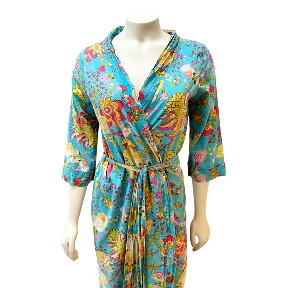 Anthropologie Plum Pretty Sugar Blue Floral Robe XS - Picture 3 of 10